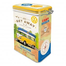 VW Bulli Campervan Clip Top Storage Tin - by Nostalgic Art - Go out there and chase your dreams